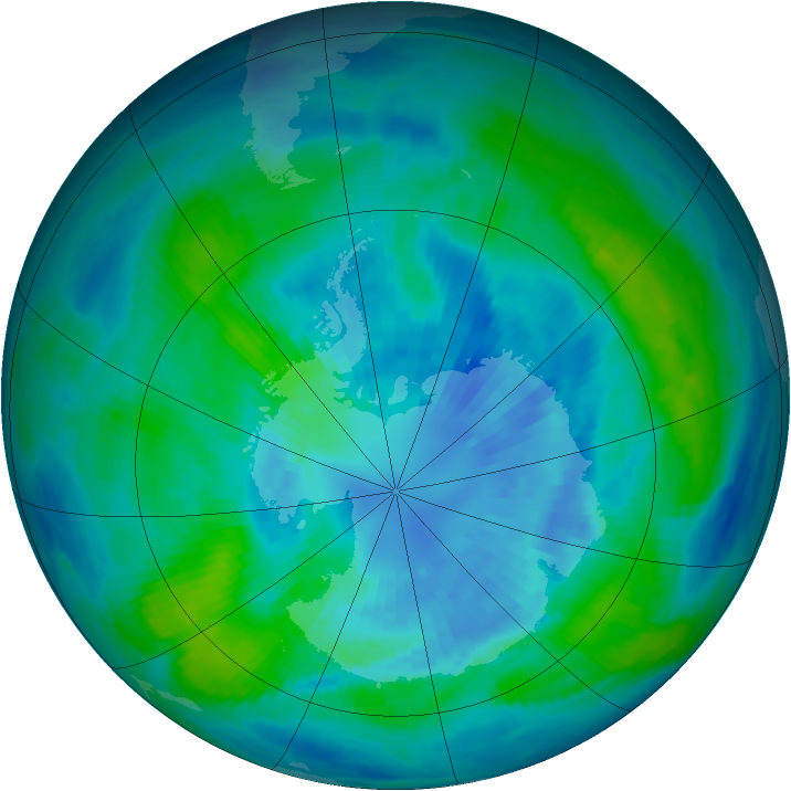 Antarctic ozone map for 29 March 1988